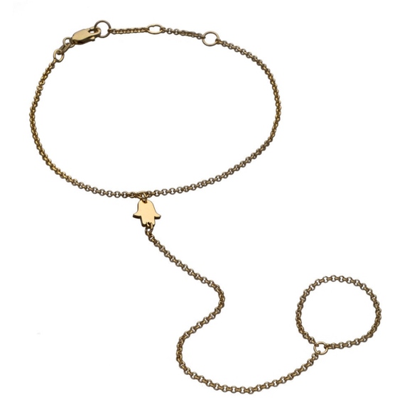 Jennifer Zeuner Gold Hamsa Hand Chain Bracelet - Picture 1 of 2